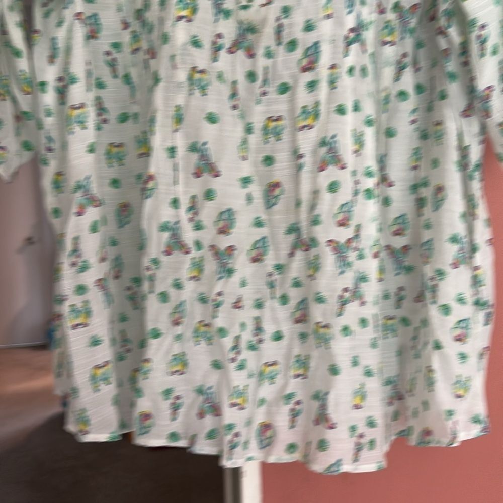 lightweight Parrot Tropical Print 3/4 Sleeve Blouse P2P 27in - Picture 2 of 6